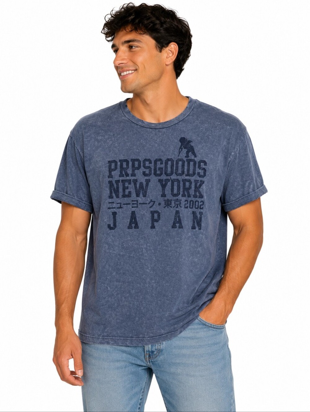 PRPS Bruised Never Broken Newyork Japan 2002 Print Tee Gray Men's T-shirt 2XL